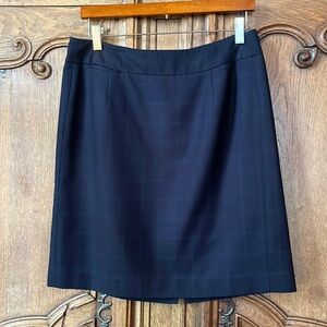 Banana Republic Blue Plaid A-Line Lined Slit Business Skirt